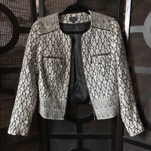 marks and spencer tweed black&white geometric blazer UK 10